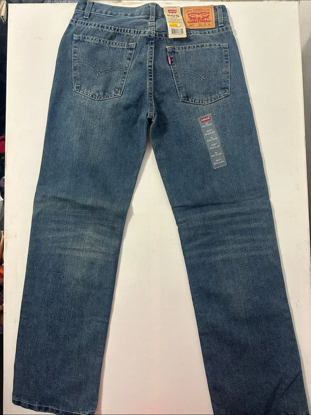 Levi's 505 Straight Leg Jeans in Faded Blue Denim